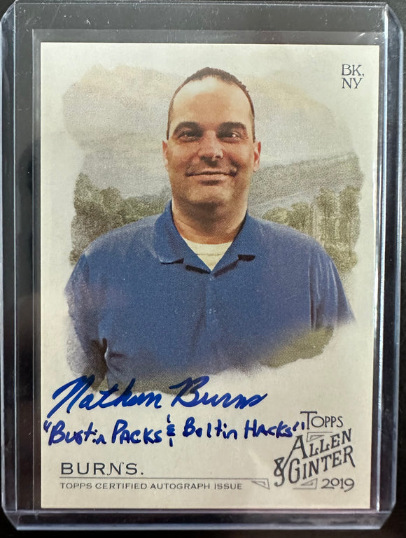 2019 Topps Allen and Ginter Nathan Burns In Person Autograph and Inscription Card